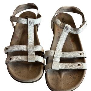 Taos Leather Comfort Walking Sandals Size 9 White Adjustable Straps